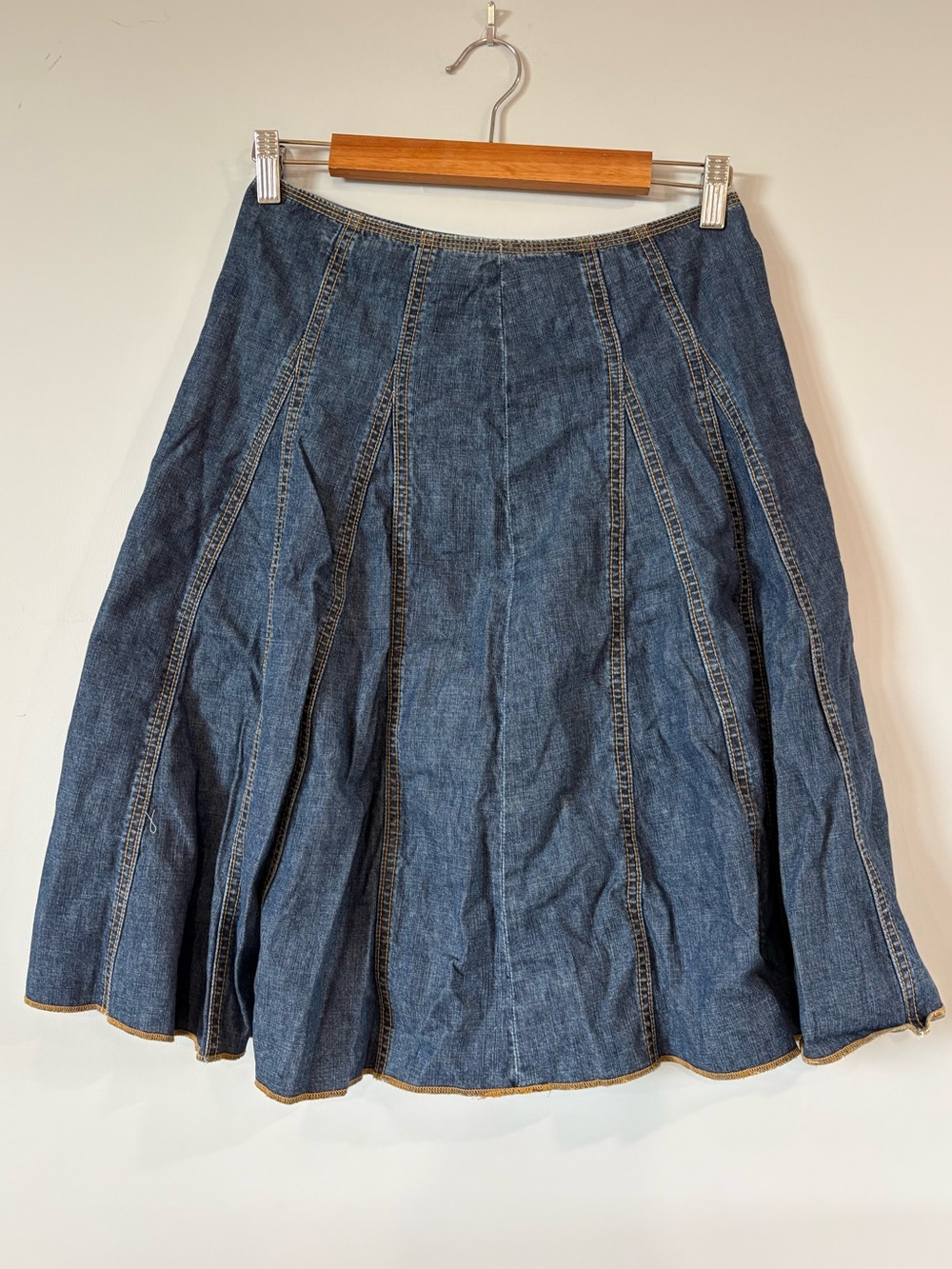 Gap Blue Jean Pleated Midi Skirt Denim Panel A-Line Skirt